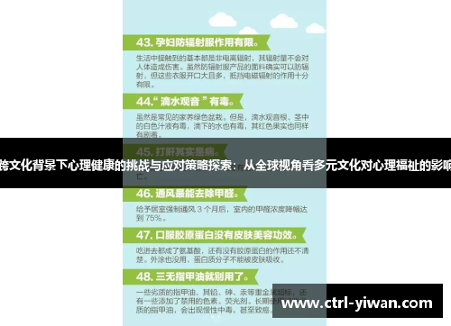 跨文化背景下心理健康的挑战与应对策略探索：从全球视角看多元文化对心理福祉的影响